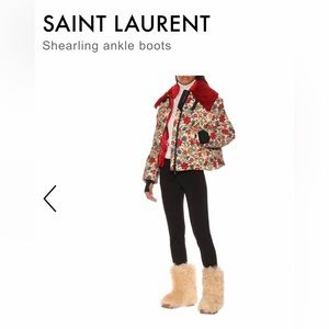 Saint Laurent cream fur boot